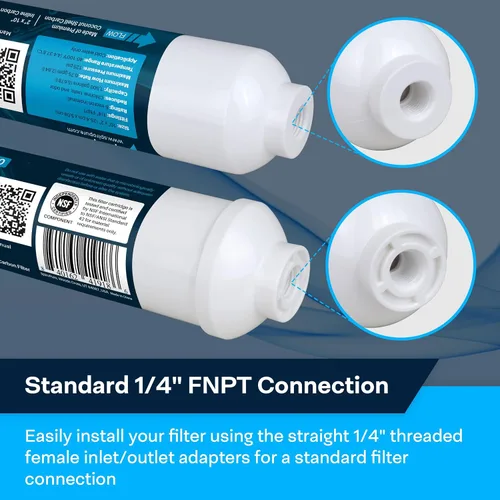 Vista 3 de SpiroPure SP-IC100 Filtro de agua en línea NSF Carbon con 1/4" FNPT, 2" x 10