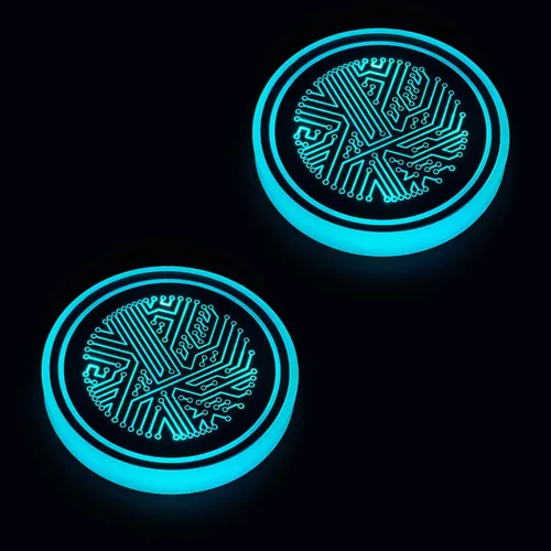 Vista 23 de Paquete de 2 posavasos con luz para automóvil, luces LED, sensor inteligente, recargable, 7 posavasos que cambian de color (A)