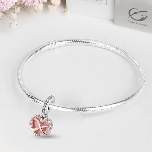 Vista 2 de Abalorios de plata de ley 925 para pulseras Pandora, regalos de joyería para mujer y niña.