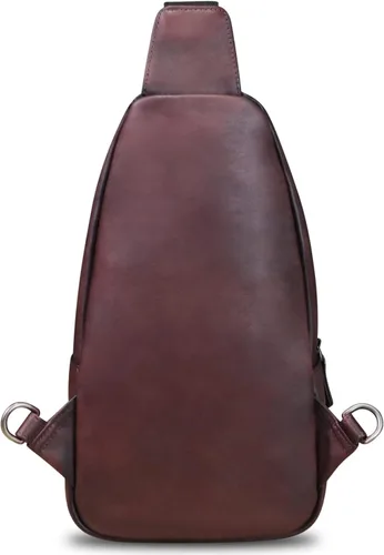 Vista 3 de IVTG Bolso bandolera de cuero genuino para hombres y mujeres, bolso cruzado vintage de cuero real para viajes, senderismo, Café, Bolso bandolera