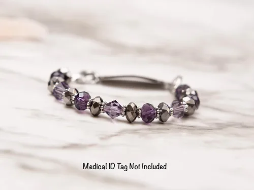 Vista 58 de Pulsera elástica de alerta médica, pulsera de identificación médica de repuesto intercambiable, etiqueta de identificación no incluida, cristales