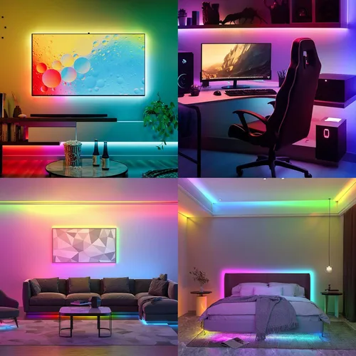 Vista 2 de COB RGB Tiras de Luces Inteligentes IC de 20 pies/6M Certificadas UL 24V Tira de Luz de Flujo de Color Multicolor Cinta de Luces Flexible
