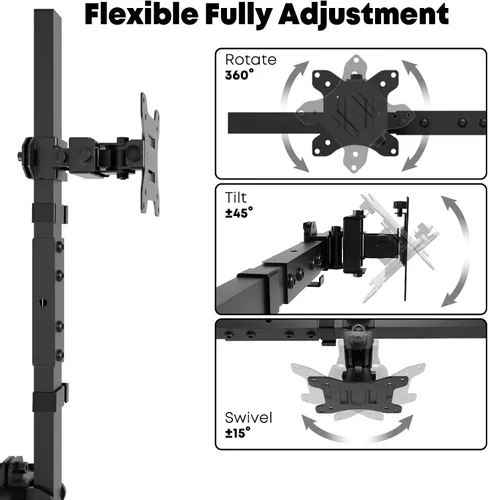 Vista 8 de Soporte de pared para monitor doble para 24-38 pulgadas, brazo de monitor de montaje en pared doble ultraancho, configuración de pared empotrada