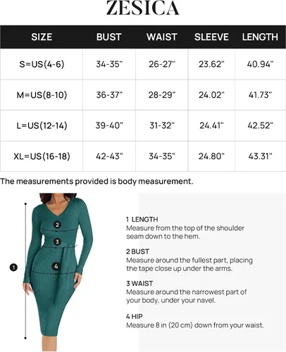 Vista 6 de ZESICA Vestido tipo suéter de otoño 2024 para mujer, cuello en V, manga larga, punto acanalado, cintura con lazo en la cintura, ajustado, vestidos