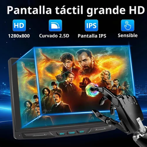 Vista 8 de Estéreo inalámbrico para automóvil de 10.1 pulgadas, desmontable y ajustable, Apple Carplay y Android Auto con pantalla táctil IPS de 1280 x 800