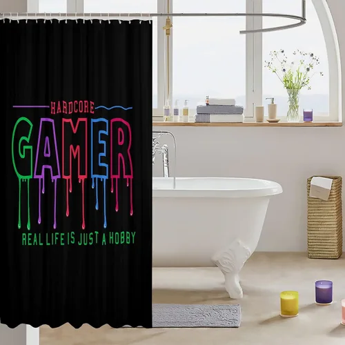 Vista 120 de Feelyou Cortina de ducha con diseño de gato para decoración de baño, bonita cortina de baño para puestos de bañeras, accesorios de baño divertidos