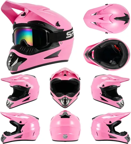 Vista 2 de Youth Kids Motocross Helmet, DOT Certified,ATV Dirt Bike Motorcycle, BMX 4-Wheeler Off-Road Mountain Bike,W/Gloves Goggles Mask