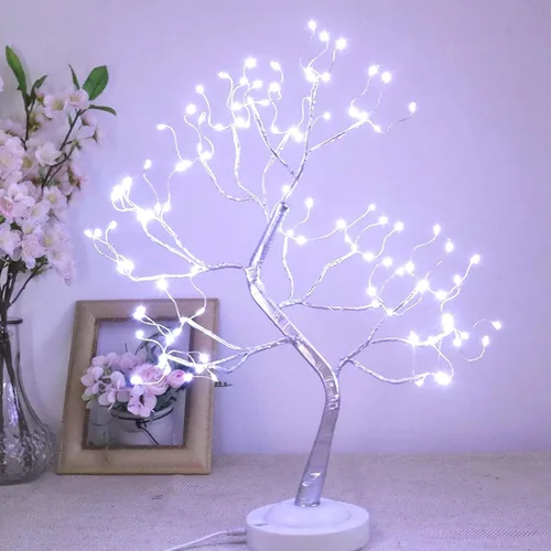 Vista 7 de FUCHSUN - 108 luces LED para árbol bonsái, funciona con batería/USB, lámpara de árbol artificial de mesa de 20 pulgadas para sala de estar