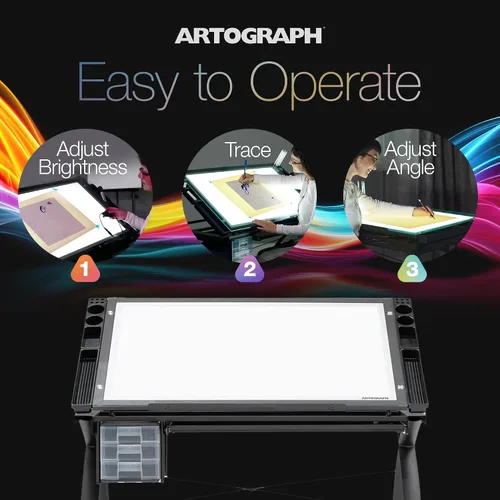 Vista 3 de Artograph Futura - Mesa de luz para artistas, dibujo con luz regulable y parte superior ajustable