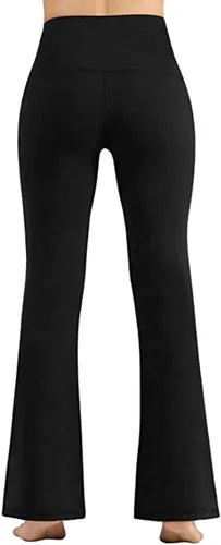 Vista 4 de 2019 Nuevos pantalones de yoga para mujer, cintura alta, control de abdomen, leggings de entrenamiento, pantalones largos de yoga acampanados