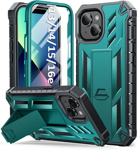 Vista 16 de SOiOS - Funda para iPhone 13, 14 y 15, con protector de pantalla integrado, color negro
