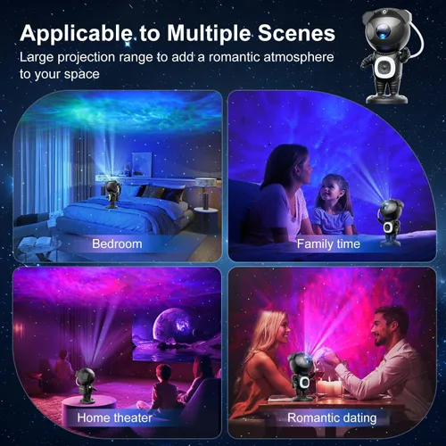 Vista 7 de Proyector de galaxia, proyector de estrellas para dormitorio, luces nocturnas para habitación de niños, ruido blanco, altavoz Bluetooth, proyector