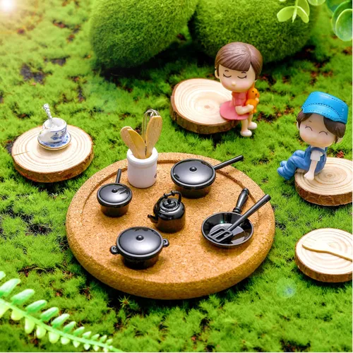 Vista 5 de Zhanmai Juego de 47 tazas de té de porcelana en miniatura, ollas y sartenes de metal incluyen 16 mini platos de muñeca, cuchillo tenedor, cuchara