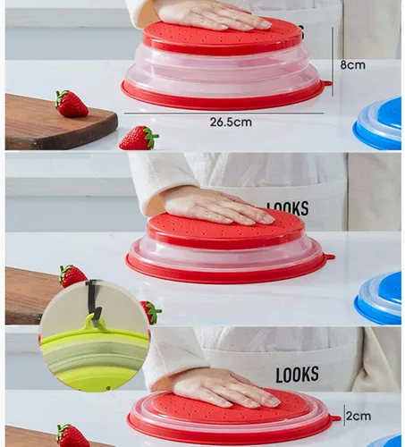 Vista 3 de Cubierta contra salpicaduras de microondas para alimentos, protector contra salpicaduras de cocina Micowave, tapa a prueba de platos, apta