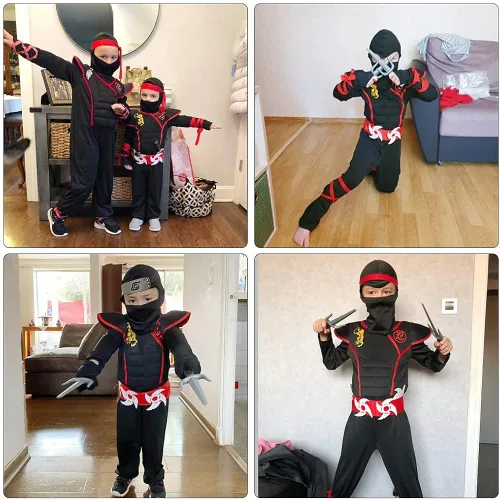 Vista 4 de Szsppinnshp Disfraz de ninja de Halloween para niños