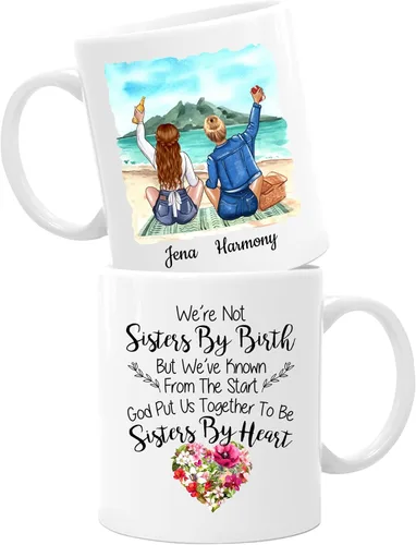 Vista 12 de Taza de café personalizada de la amistad para mejor amiga, regalo de taza del día de Galentine, regalo de taza de Navidad, taza de café