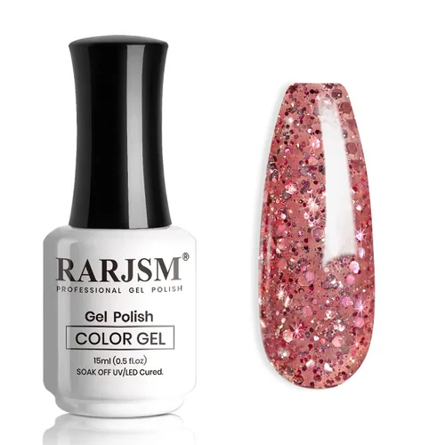Vista 13 de RARJSM Esmalte de uñas de gel con purpurina de nieve, diamante brillante, gel de uñas de color blanco lechoso con pigmentos plateados y brillantes