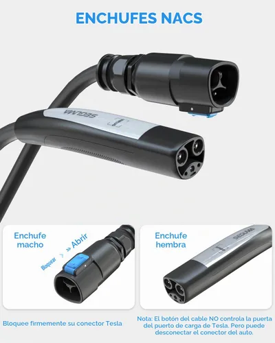Vista 4 de Cable de extensión de cargador EV para Tesla, 50 amperios, 40 pies hasta 240 V, 12 kW, cable de extensión NACS Plug EV para conector de pared Tesla