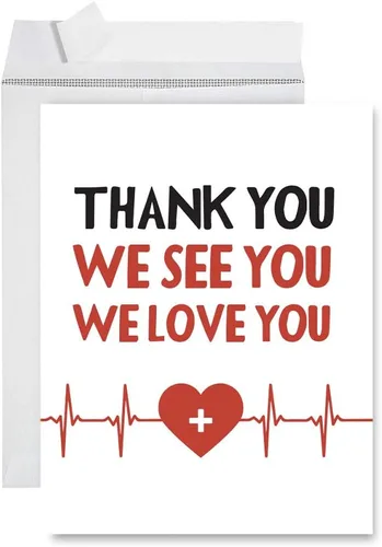 Vista 14 de Andaz Press Social Distancing Thank You - Tarjeta jumbo de 8.5 x 11 pulgadas, AF esencial, tarjeta de felicitación de agradecimiento en blanco