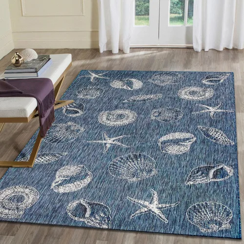 Vista 26 de Liora Manne Marina - Alfombra de área duradera de mezcla sintética tejida a máquina para interiores/exteriores - Gráfico contemporáneo océano global