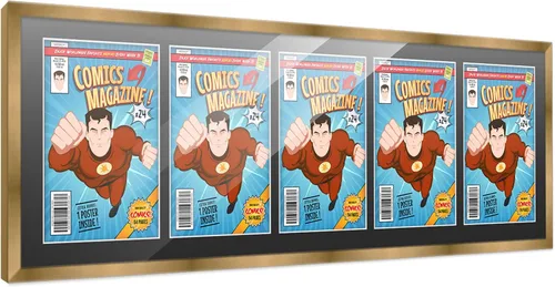 Vista 124 de Poster Palooza Marco de cómic con paspartú para 1 cómic de la Edad de Bronce publicado entre 1970 y 1985, marco de cómic negro para cómic de 7.25 x