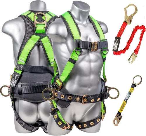 Vista 15 de Palmer Safety Arnés de seguridad de protección contra caídas Hammerhead Series Kit de seguridad I Arnés Premium + Cordón + Kit de extensor de anillo