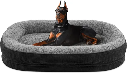 Vista 13 de JOEJOY Cama ortopédica para perros medianos, cama para mascotas de espuma viscoelástica con laterales de refuerzo, forro impermeable, funda