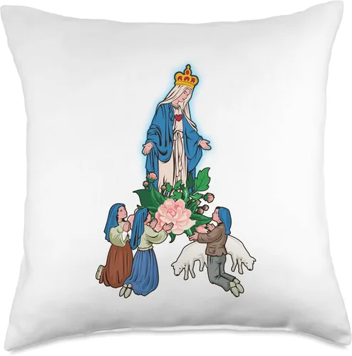 Vista 5 de Nuestra Señora de Fátima. Virgen María. Nuestra Señora de Fátima. Almohada de 15.7 x 15.7 in, multicolor