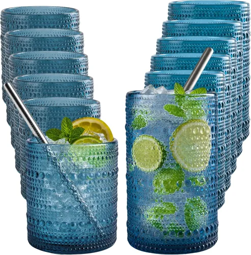 Vista 10 de CycleMore 12 vasos para beber Hobnail de 12 onzas, 10 onzas, tazas de 4 Celeste