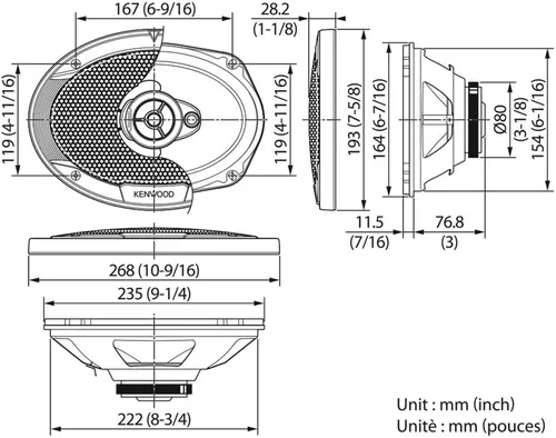 Vista 2 de Kenwood Altavoces elípticos de 3 vías 5.9 x 9.1 in negro
