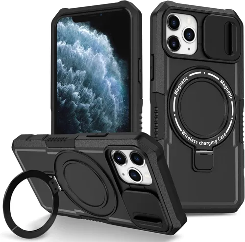 Vista 117 de Funda magnética para iPhone 11, soporte de anillo con ventana corrediza, funda protectora mate a prueba de golpes para iPhone 11 6.1, fundas