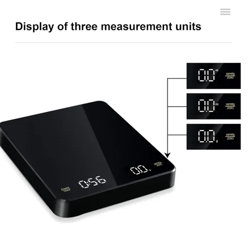 Vista 3 de BestAlice Báscula digital de cocina, 6.6 lbs/0.00 oz, báscula de alimentos multifunción de alta precisión, báscula de café electrónica recargable