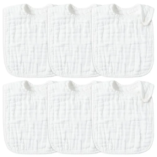 Vista 23 de Zainpe 6 piezas de baberos de algodón de muselina con broches para bebé con patrón de conejo, oso, oveja, pañuelos para babero suaves, absorbentes