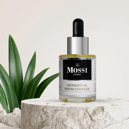 Vista 2 de The Mossi London - Suero ozonizado para el cabello y el cuero cabelludo - Tratamiento de aceite de oliva ozonizado al 50% para hebras de aspecto más