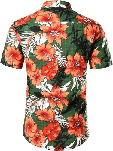 Vista 4 de Jogal - Camisa hawaiana de manga corta con botones para hombre