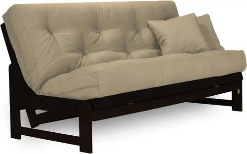 Vista 7 de Nirvana Futons Arden Dark Espresso - Juego de futón de tamaño matrimonial o queen, marco de futón de madera sin brazos con colchón