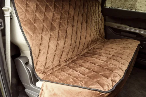 Vista 6 de Plush Paws Products Protector de asiento trasero de coche de terciopelo sin hamaca, lavable e impermeable para asiento trasero de coche, camión