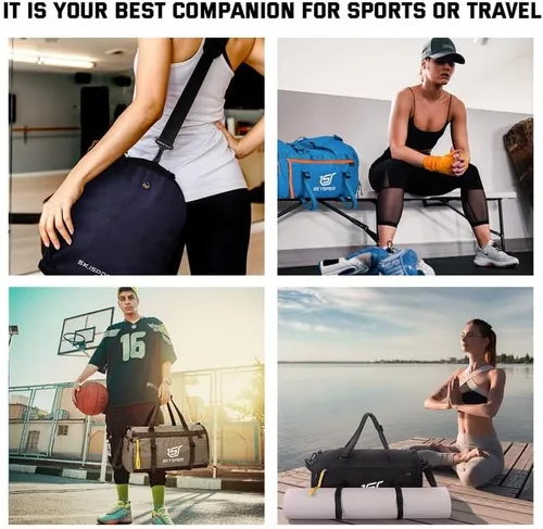 Vista 5 de SKYSPER Bolsa de deporte pequeña para gimnasio para hombres y mujeres, bolsa de viaje para llevar durante la noche para el fin de semana, natación
