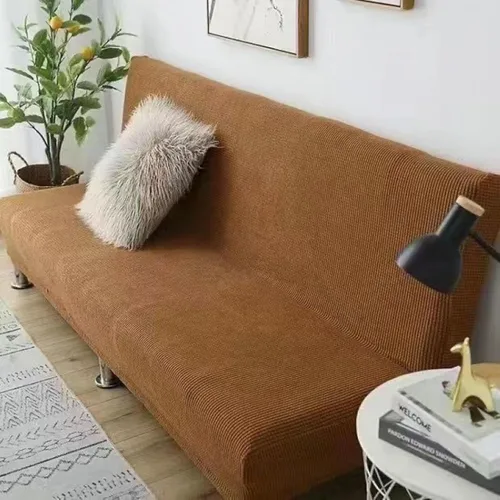 Vista 9 de SAZDFY Funda elástica para futón, tela jacquard suave, protector de muebles a cuadros pequeños, funda universal para sofá con parte inferior Beige