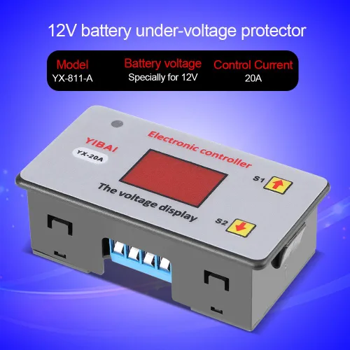 Vista 3 de Controlador de batería, batería de 12 V, corte de bajo voltaje, interruptor automático, protección de bajo voltaje con indicador LED