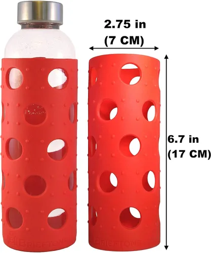 Vista 8 de Brieftons Paquete de 6 botellas de agua de vidrio y 6 fundas de silicona