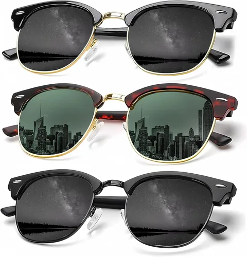 Vista 37 de KALIYADI - Gafas de sol polarizadas para hombres y mujeres unisex, marco semirretráctil, estilo retro, para conducir, con bloqueo UV
