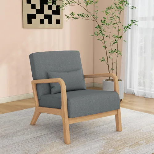 Vista 12 de Silla decorativa, sillón moderno de mediados de siglo con almohada, sofá tapizado, silla auxiliar de lectura para sala de estar y dormitorio A