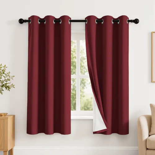Vista 40 de 2 paneles de cortinas 100% opacas, de peso medio, con aislamiento térmico y ojales para dormitorio, sala de estar, tratamiento de ventana