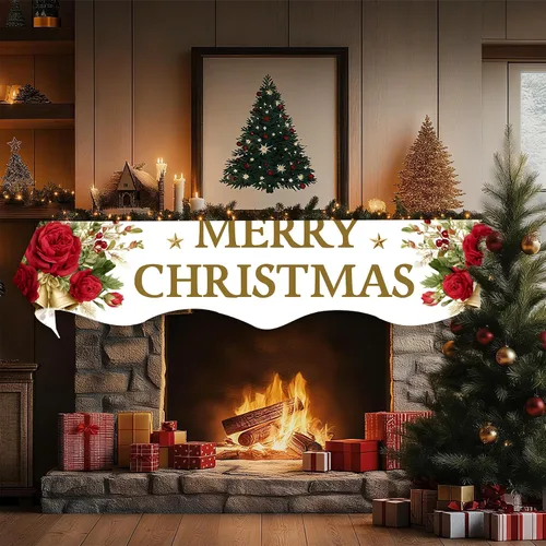 Vista 3 de BVBOX Bufanda Decorativa para Repisa de Chimenea Navideña, Cubierta Corredor para Repisa de Chimenea de Navidad e Invierno