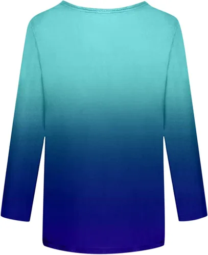 Vista 2 de Womens Tops Dressy Casual Sexy,34 Sleeve Shirts for Women Plus Size Tie-Dye Lantern Sleeve O-Neck Tops Women
