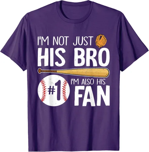Vista 75 de Camiseta Baseball Brother I'm Not Just His Bro I'm His Number One Fan, Negro
