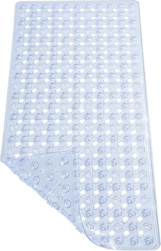 Vista 4 de Tapete de ducha antideslizante para bañera, tapete de baño antideslizante para baño, tapete de ducha con ventosas, 34.5 x 15.5 (transparente)