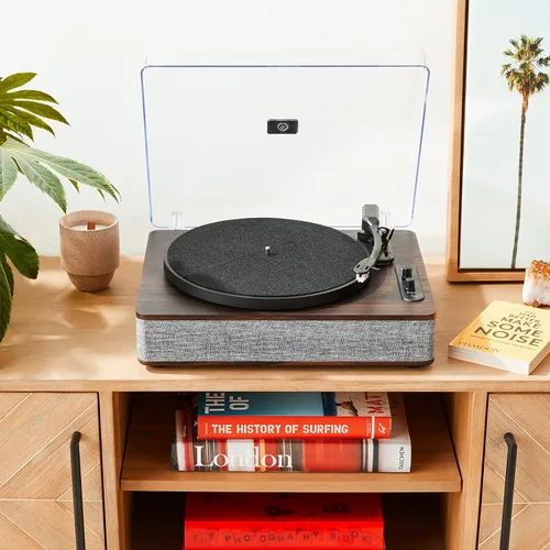 Vista 2 de ION Audio Luxe LP - Reproductor de discos de vinilo Bluetooth con altavoces, conversión USB, placa de tamaño completo, parada automática, salida