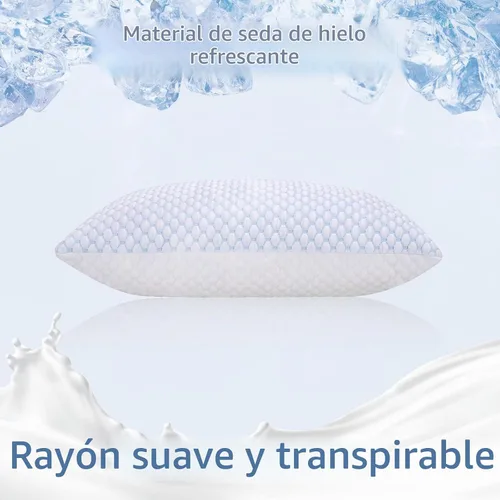 Vista 2 de OSBED Almohada refrescante de espuma viscoelástica triturada, tamaño estándar, loft ajustable con cuentas de gel y funda de Tencel transpirable